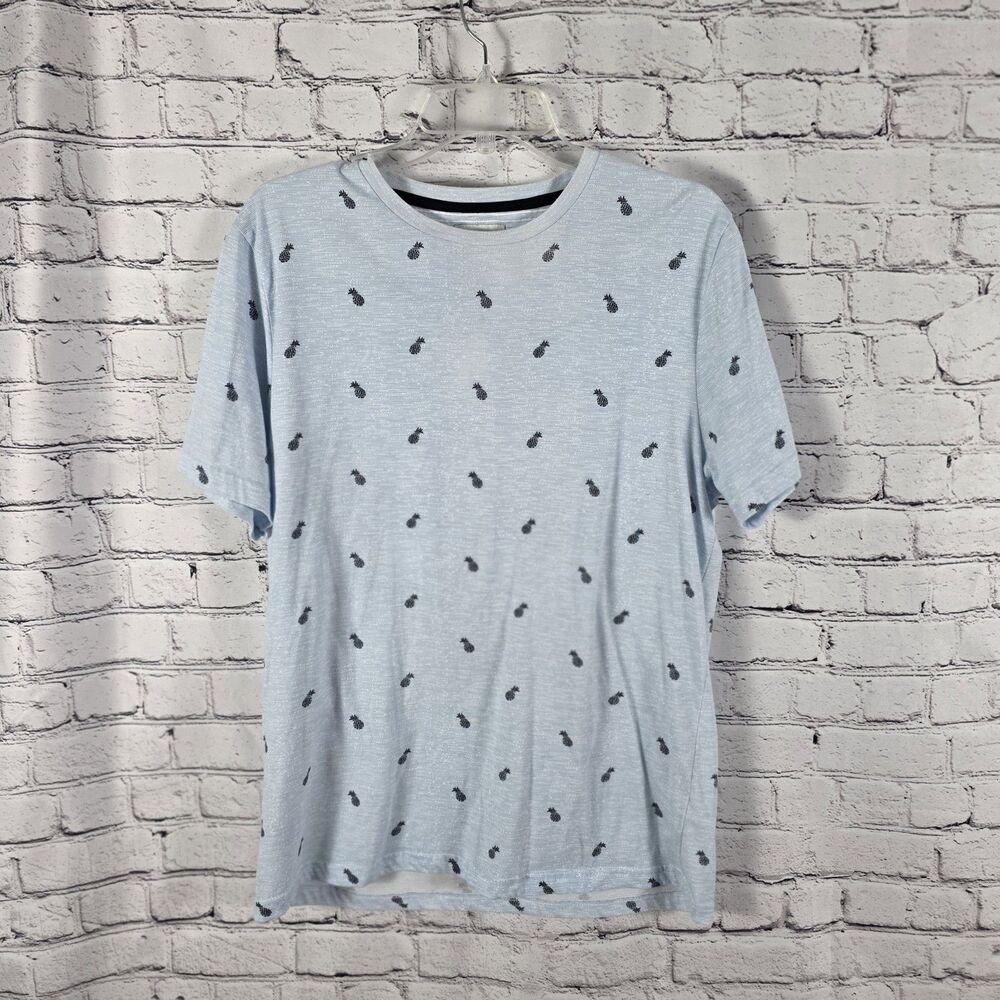 Denim & Flower Ricky Singh Men's XL Pineapple Print T-Shirt Light Blue